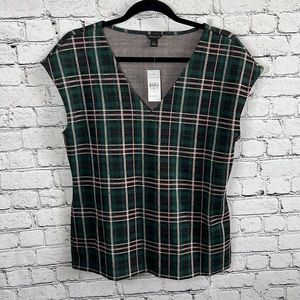 Ann Taylor Plaid knit blouse